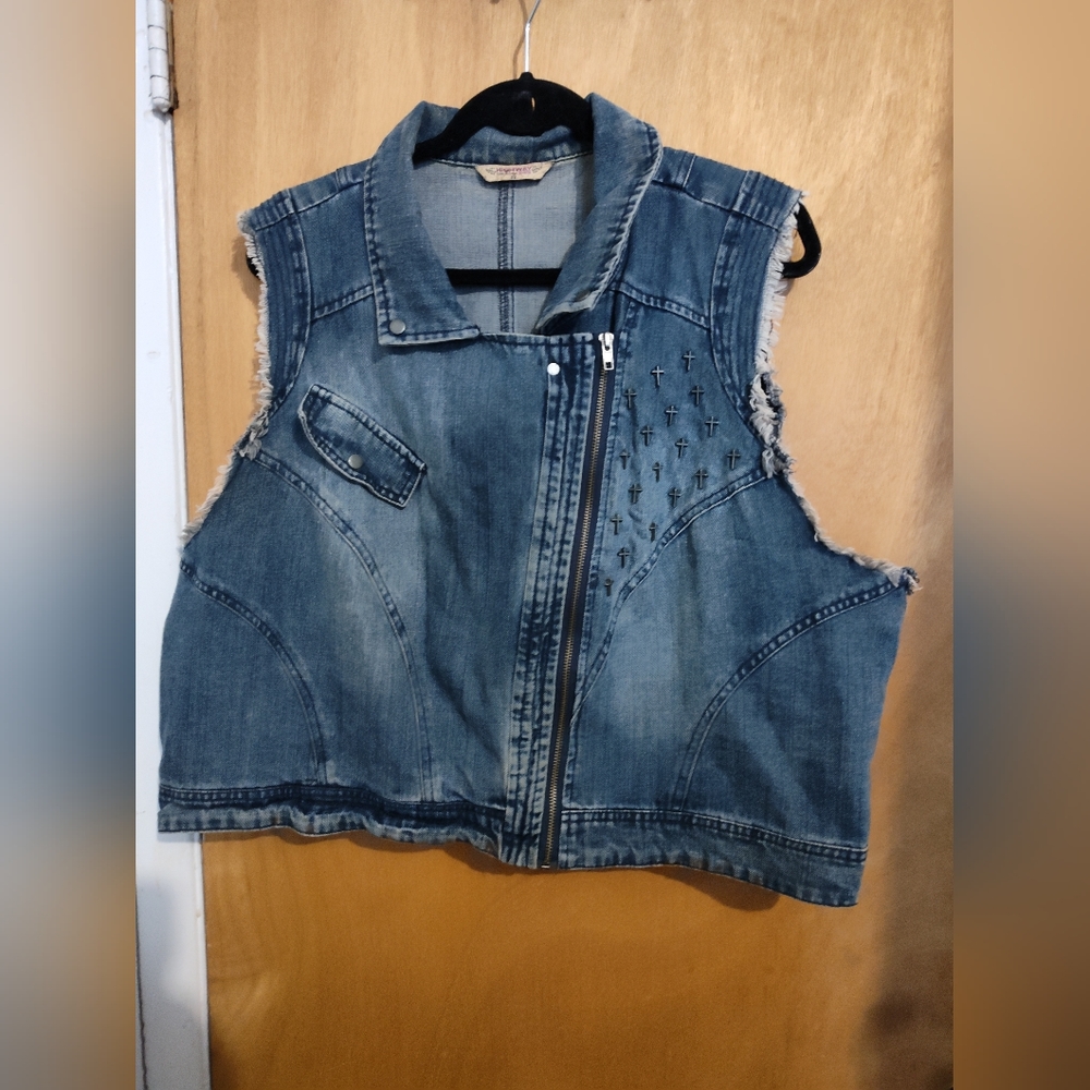 Blue denim Vest with zipper